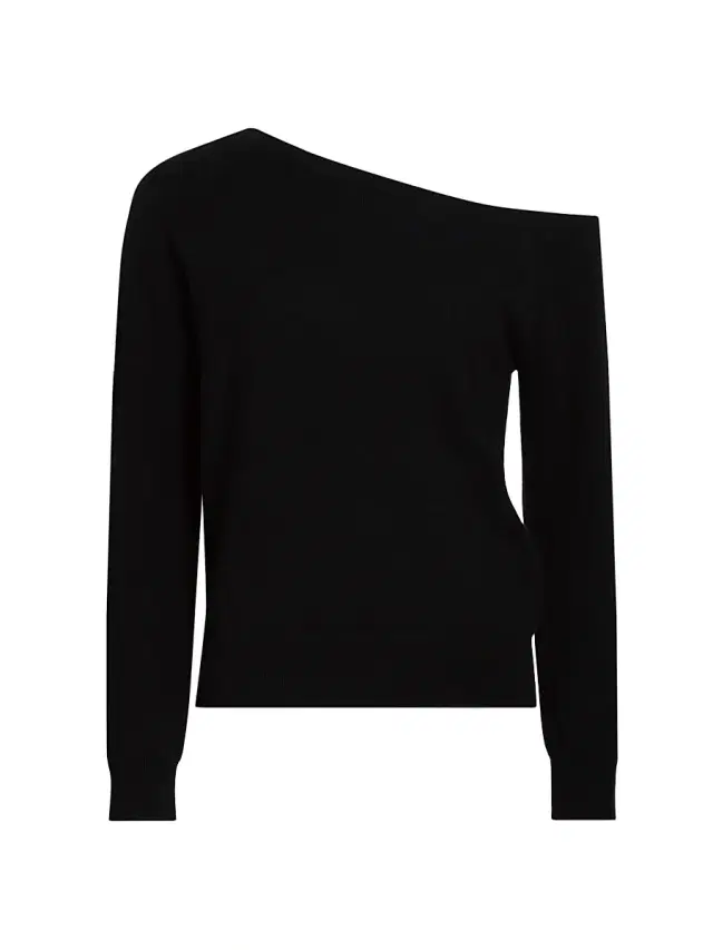 Saks Fifth Avenue Women's One-Shoulder Cashmere Sweater - Black