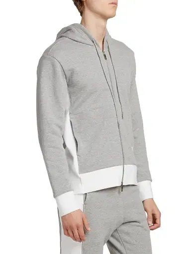 Thom Browne Men's Loopback Jersey Hoodie Jacket - Light Grey | Thumbnail 4