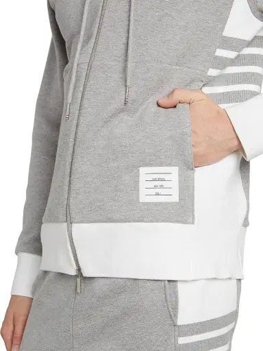 Thom Browne Men's Loopback Jersey Hoodie Jacket - Light Grey | Thumbnail 6