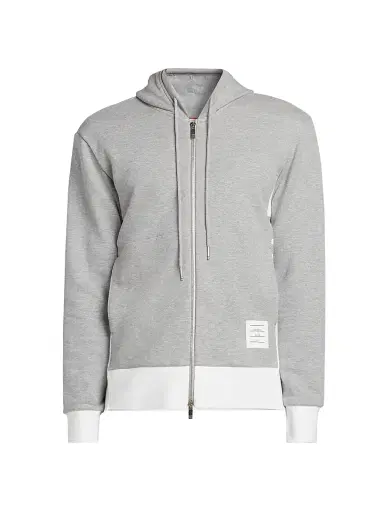 Thom Browne Men's Loopback Jersey Hoodie Jacket - Light Grey | Thumbnail 1
