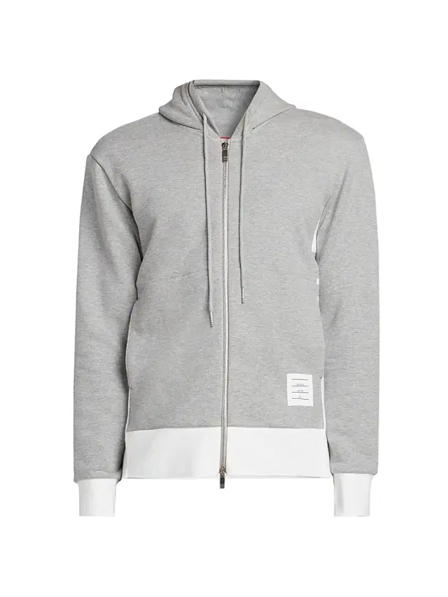 Thom Browne Men's Loopback Jersey Hoodie Jacket - Light Grey