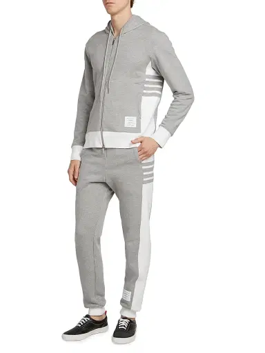 Thom Browne Men's Engineered 4 Bar Classic Loopback Jersey Sweatpants - Light Grey - Size XL | Thumbnail 2