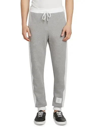 Thom Browne Men's Engineered 4 Bar Classic Loopback Jersey Sweatpants - Light Grey - Size XL | Thumbnail 3