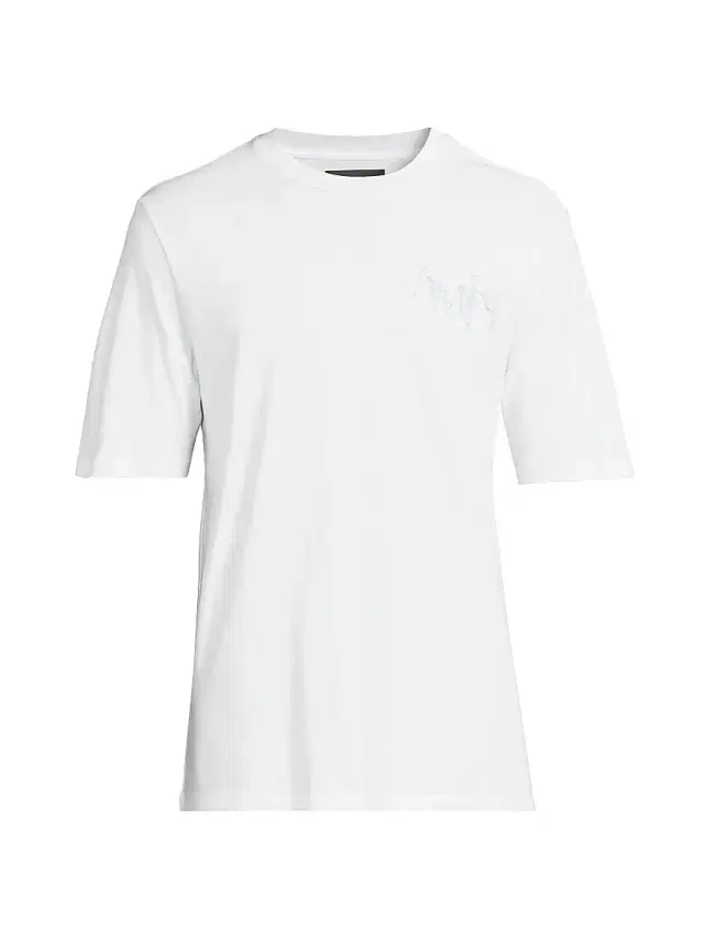 Amiri Men's Staggered Logo Cotton T-Shirt - White