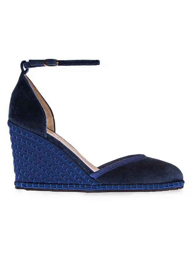 Vibi Venezia Women's Timeless Delfina 100MM Cotton Velvet Wedge Pumps - Delfina