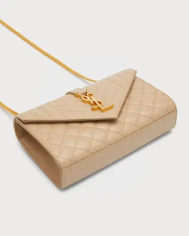 Saint Laurent Envelope Triquilt Small YSL Shoulder Bag in Grained Leather | Thumbnail 7