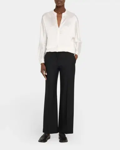 Vince Silk Band-Collar Blouse | Thumbnail 2