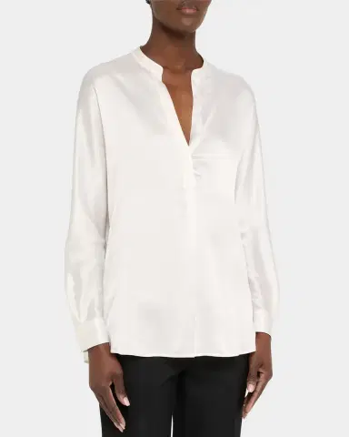 Vince Silk Band-Collar Blouse | Thumbnail 4