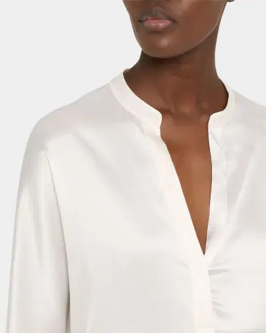 Vince Silk Band-Collar Blouse | Thumbnail 5