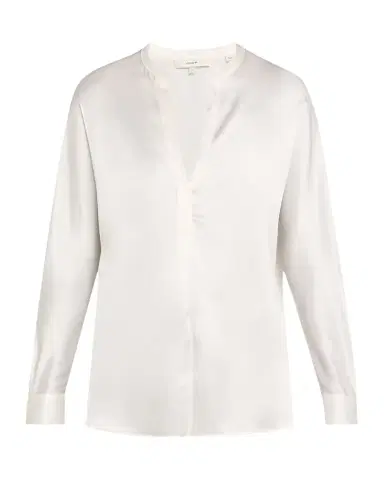 Vince Silk Band-Collar Blouse | Thumbnail 1