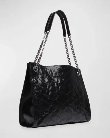 Saint Laurent Niki Medium YSL Shopper Tote Bag in Crinkled Leather | Thumbnail 4