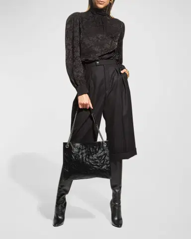 Saint Laurent Niki Medium YSL Shopper Tote Bag in Crinkled Leather | Thumbnail 5