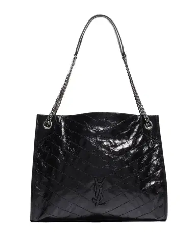 Saint Laurent Niki Medium YSL Shopper Tote Bag in Crinkled Leather | Thumbnail 1