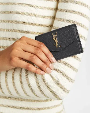 Saint Laurent YSL Monogram Flap Card Case in Grained Leather | Thumbnail 2