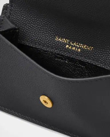 Saint Laurent YSL Monogram Flap Card Case in Grained Leather | Thumbnail 4
