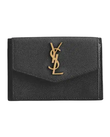 Saint Laurent YSL Monogram Flap Card Case in Grained Leather | Thumbnail 1