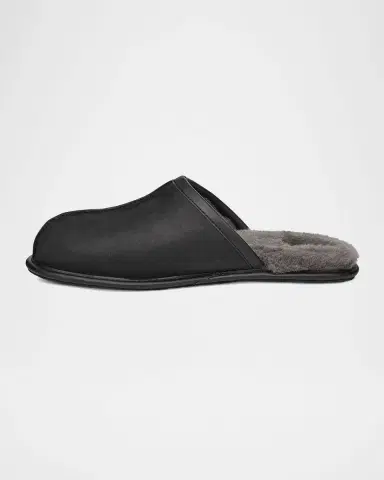 UGG Men 's Scuff Leather Mule Slippers w/ Wool Lining | Thumbnail 2