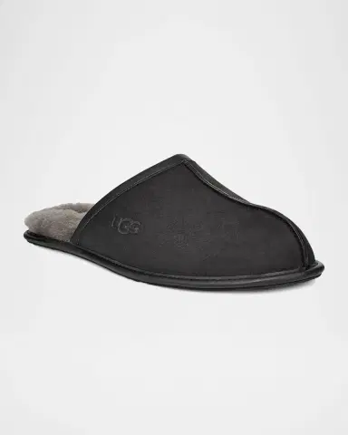 UGG Men 's Scuff Leather Mule Slippers w/ Wool Lining | Thumbnail 3