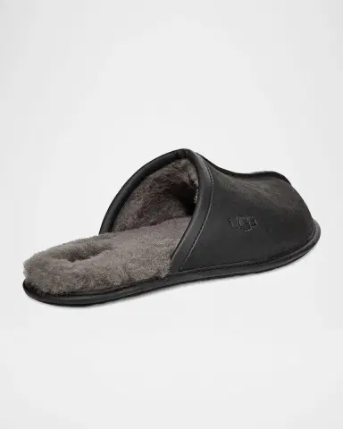 UGG Men 's Scuff Leather Mule Slippers w/ Wool Lining | Thumbnail 4