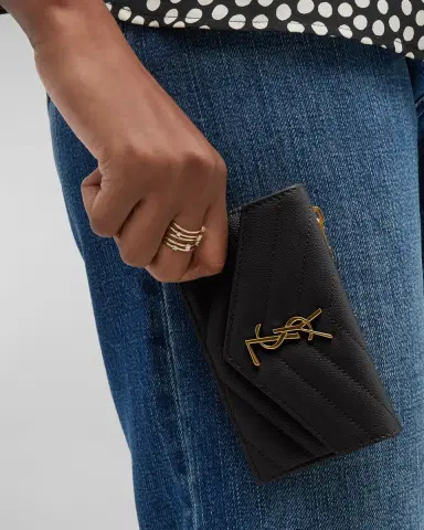 Saint Laurent YSL Monogram Flap Card Case in Grained Leather | Thumbnail 2 Saint Laurent YSL Monogram Flap Card Case in Grained Leather | Thumbnail 2