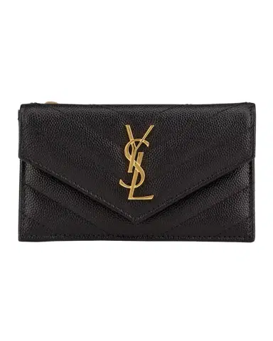 Saint Laurent YSL Monogram Flap Card Case in Grained Leather | Thumbnail 1 Saint Laurent YSL Monogram Flap Card Case in Grained Leather | Thumbnail 1