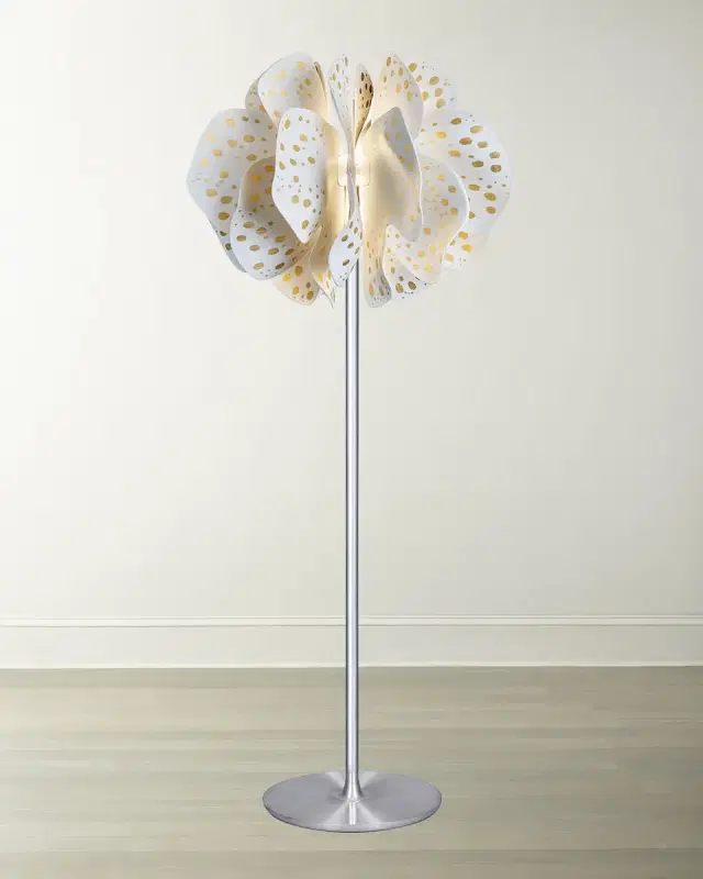 Lladro Nightbloom White Gold Floor Lamp