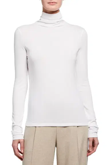 Vince Essential Long-Sleeve Cotton Turtleneck Top | Thumbnail 3 Vince Essential Long-Sleeve Cotton Turtleneck Top | Thumbnail 3