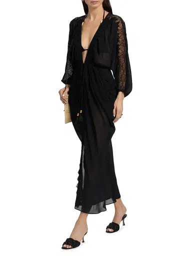 Ramy Brook Women's Bernice Lace-Trim V-Neck Maxi Dress - Black | Thumbnail 3 Ramy Brook Women's Bernice Lace-Trim V-Neck Maxi Dress - Black | Thumbnail 3