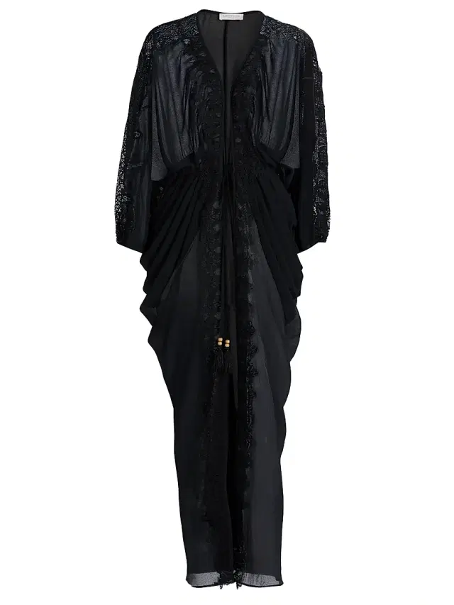 Ramy Brook Women's Bernice Lace-Trim V-Neck Maxi Dress - Black