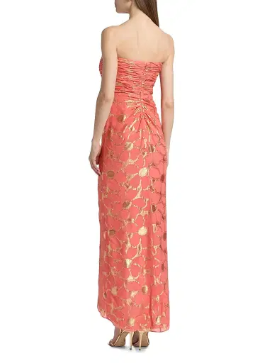 Ramy Brook Women's Daisy Goldie Floral Strapless Gown - Coral Jacquard - Size 14 | Thumbnail 5 Ramy Brook Women's Daisy Goldie Floral Strapless Gown - Coral Jacquard - Size 14 | Thumbnail 5