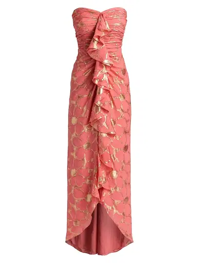Ramy Brook Women's Daisy Goldie Floral Strapless Gown - Coral Jacquard - Size 14 | Thumbnail 1 Ramy Brook Women's Daisy Goldie Floral Strapless Gown - Coral Jacquard - Size 14 | Thumbnail 1