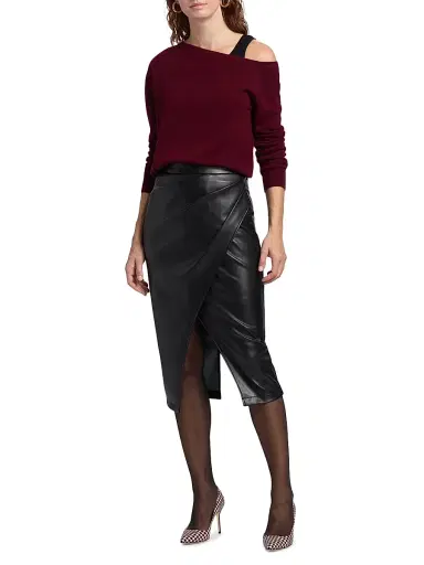 Saks Fifth Avenue Women's One-Shoulder Cashmere Sweater - Dark Cherry | Thumbnail 2