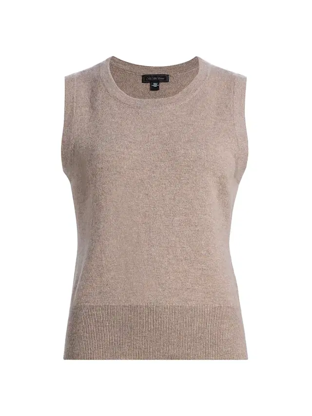 Saks Fifth Avenue Women's Rib-Knit Cashmere Sleeveless Sweater - Pebble Heather