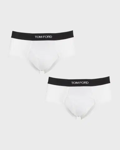 Tom Ford Men's 2-Pack Solid Jersey Logo-Waist Briefs | Thumbnail 2
