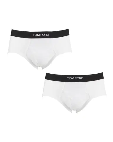 Tom Ford Men's 2-Pack Solid Jersey Logo-Waist Briefs | Thumbnail 1