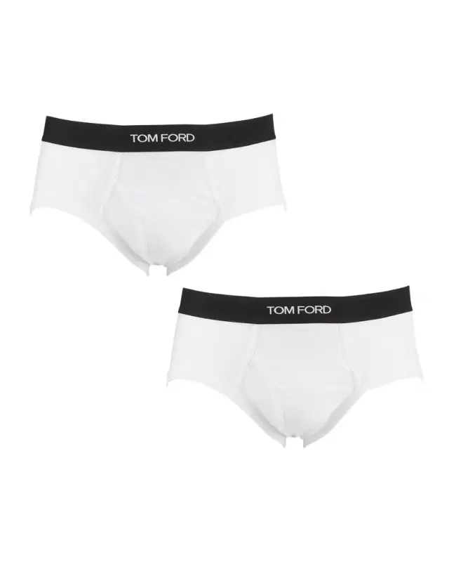 TOM FORD Men 's 2-Pack Solid Jersey Logo-Waist Briefs