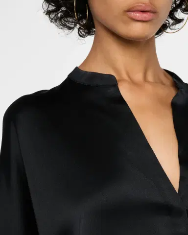 Vince Silk Band-Collar Blouse | Thumbnail 5
