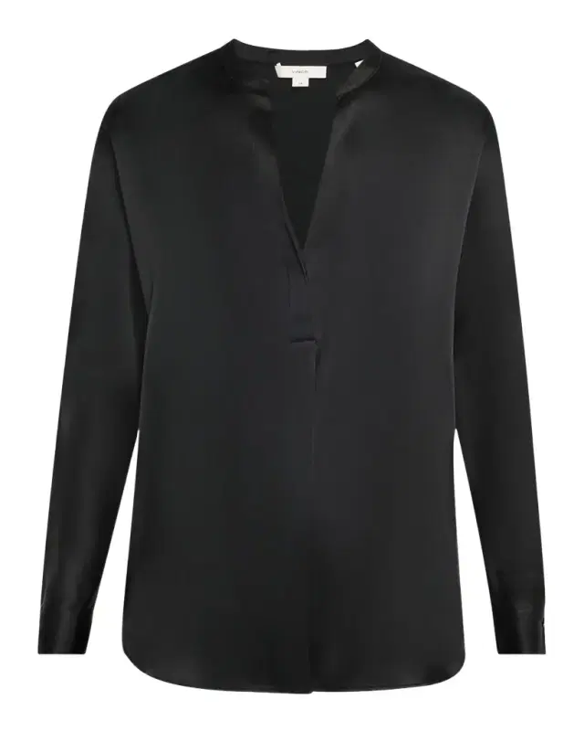 Vince Silk Band-Collar Blouse