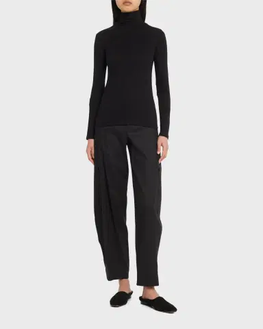 Vince Essential Long-Sleeve Cotton Turtleneck Top | Thumbnail 2