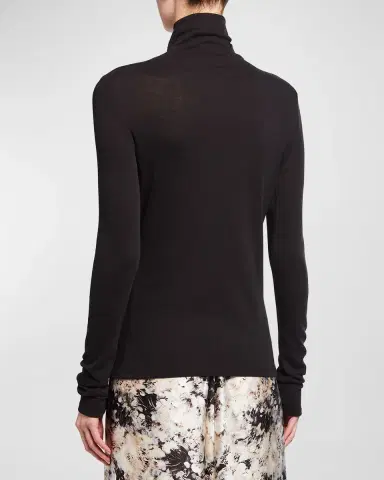 Vince Essential Long-Sleeve Cotton Turtleneck Top | Thumbnail 3
