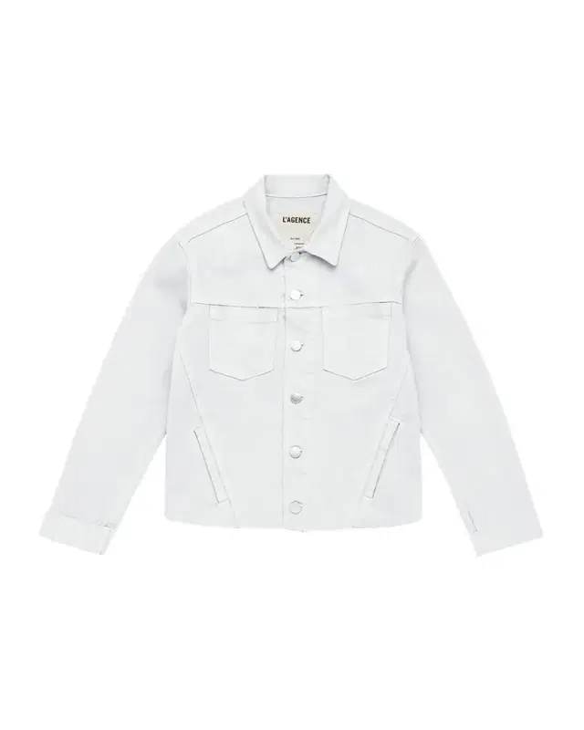 L 'Agence Janelle Slim Cropped Jean Jacket with Raw Hem