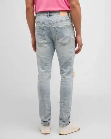 PURPLE Men's P002 Light Indigo Blowout Slim Jeans | Thumbnail 3 PURPLE Men's P002 Light Indigo Blowout Slim Jeans | Thumbnail 3