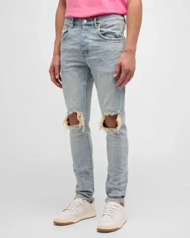 PURPLE Men's P002 Light Indigo Blowout Slim Jeans | Thumbnail 4 PURPLE Men's P002 Light Indigo Blowout Slim Jeans | Thumbnail 4