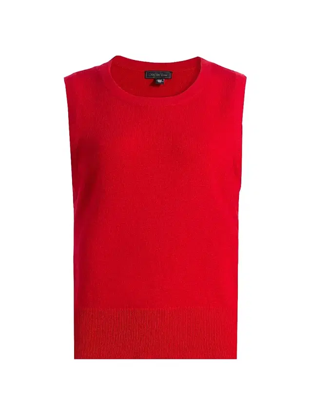 Saks Fifth Avenue Women's Rib-Knit Cashmere Sleeveless Sweater - True Red