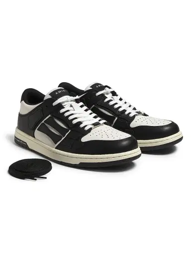 AMIRI Men's Skel-Top Low Leather Sneakers - Black Black White - Size 7 | Thumbnail 2 AMIRI Men's Skel-Top Low Leather Sneakers - Black Black White - Size 7 | Thumbnail 2