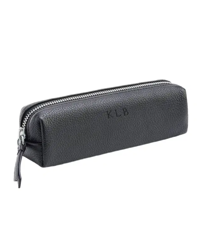 ROYCE New York Pebbled Leather Pencil Case, Personalized