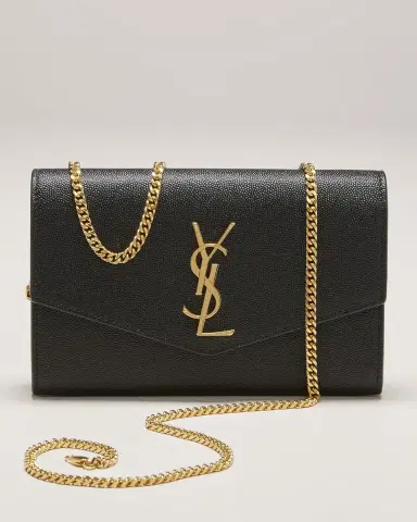 Saint Laurent Uptown YSL Wallet on Chain in Grained Leather | Thumbnail 5