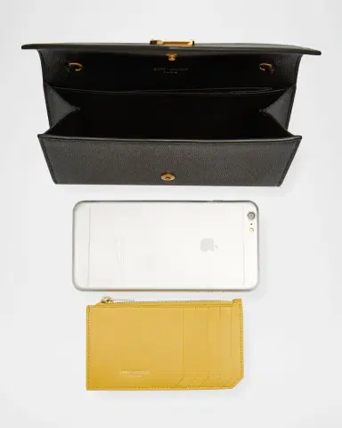 Saint Laurent Uptown YSL Wallet on Chain in Grained Leather | Thumbnail 9
