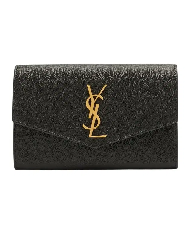 Saint Laurent Uptown YSL Wallet on Chain in Grained Leather