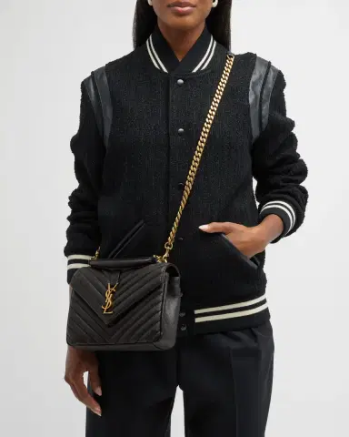 Saint Laurent College Medium Flap YSL Shoulder Bag in Quilted Leather | Thumbnail 2 Saint Laurent College Medium Flap YSL Shoulder Bag in Quilted Leather | Thumbnail 2